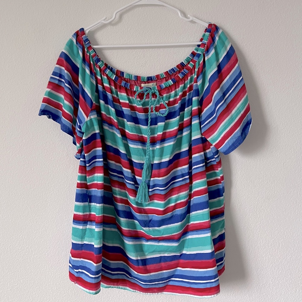 Caribbean Joe Striped Boho Top 3 XL